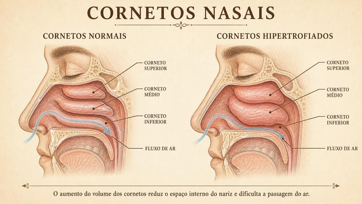 Cornetos aumentados: o que são e por que o nariz entope de um lado só