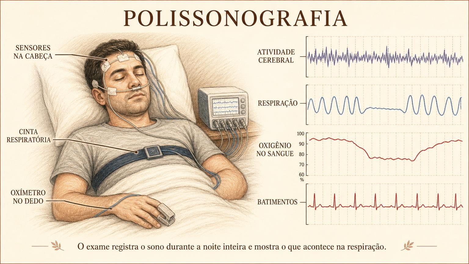 Polissonografia: o que o exame do sono mede e como se preparar
