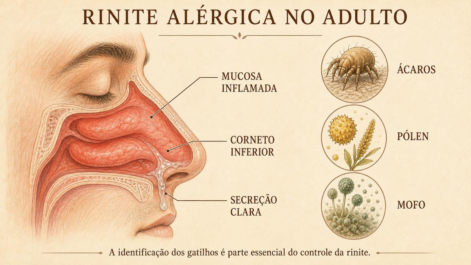 Rinite alérgica no adulto: o plano que realmente controla os sintomas