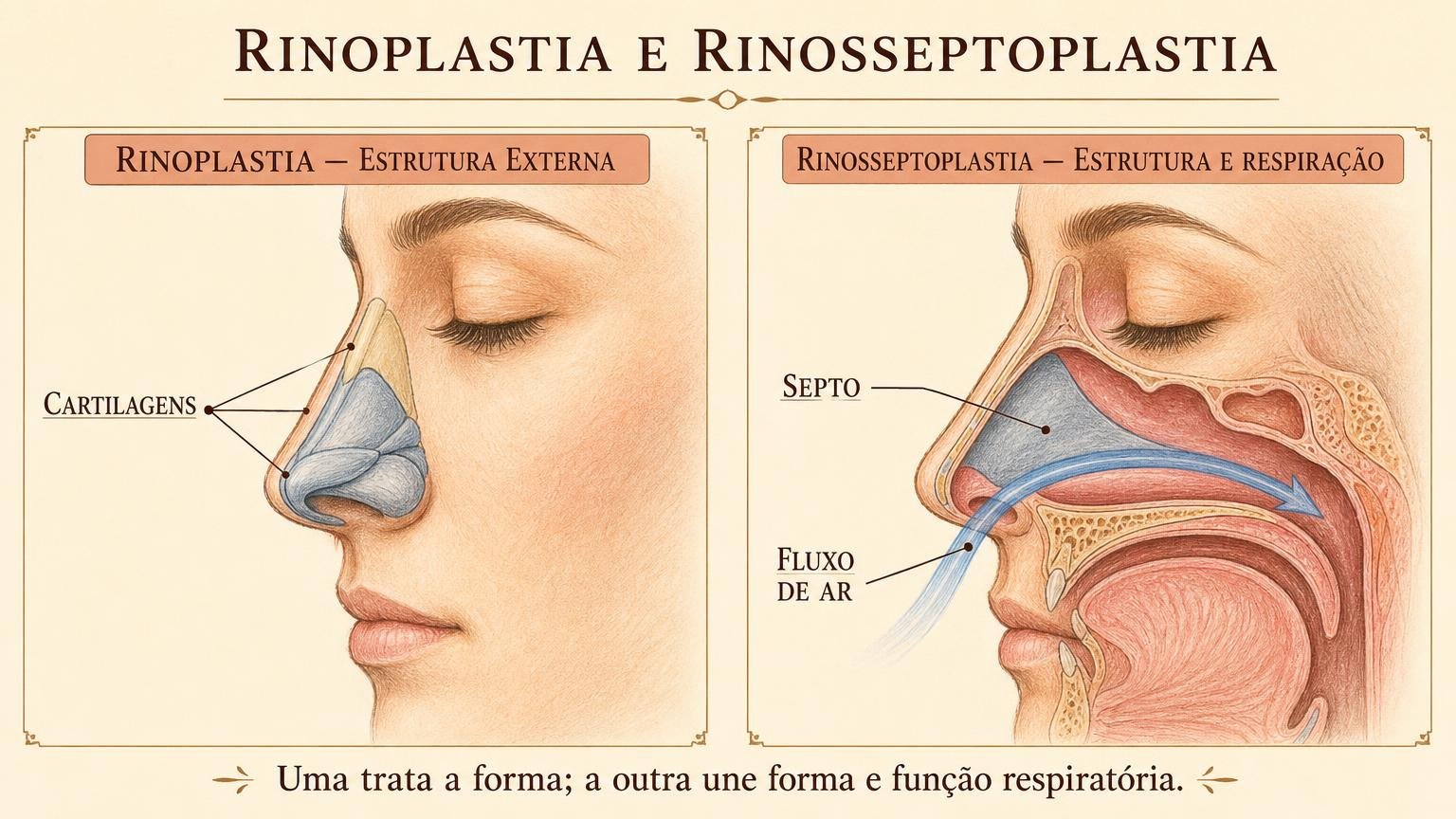 Rinoplastia e rinosseptoplastia: a diferença entre respirar melhor e mudar a forma